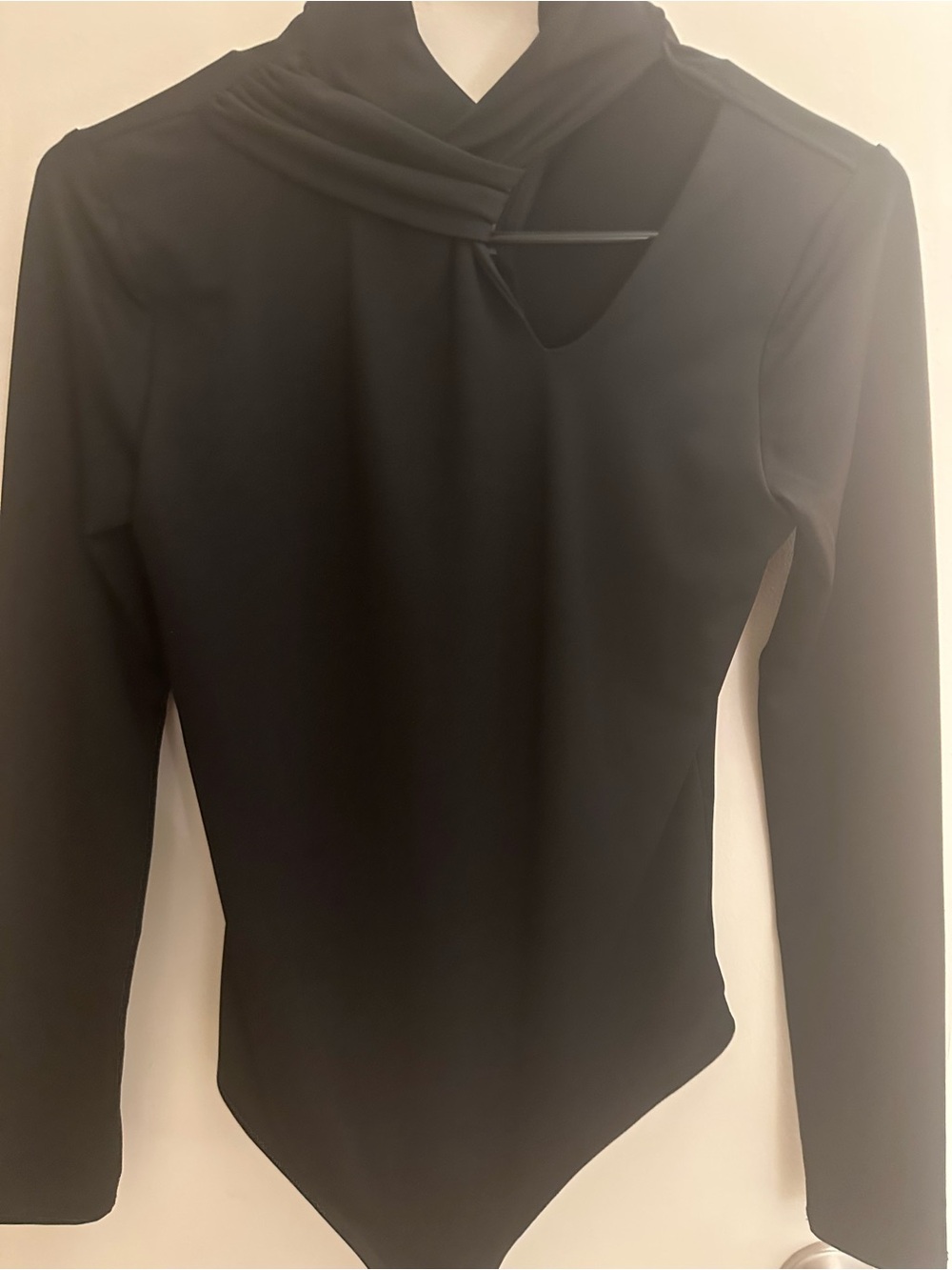 Zara Black Long-Sleeve Asymmetric Neck Bodysuit